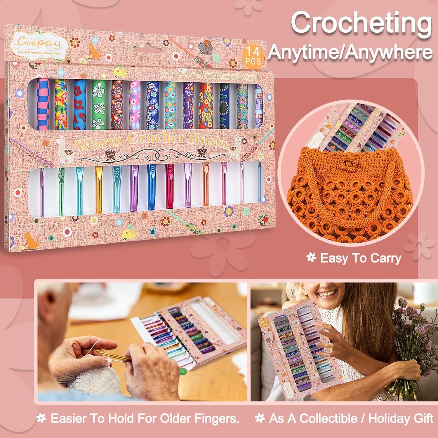 Juego de Ganchillos de Crochet Coopay 14 Piezas 2mm a 10mm