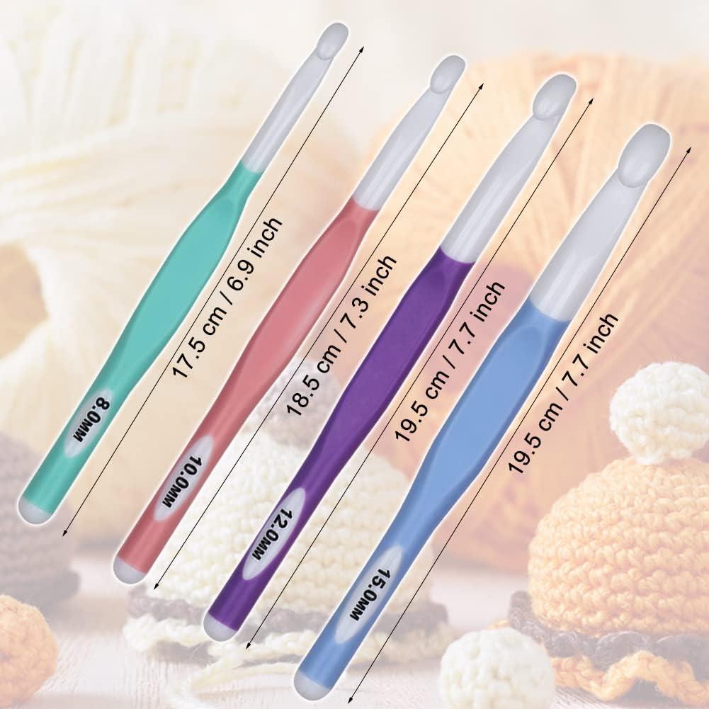 Juego de Ganchos de Crochet QLRFFLJOY 4 Piezas 8-15mm