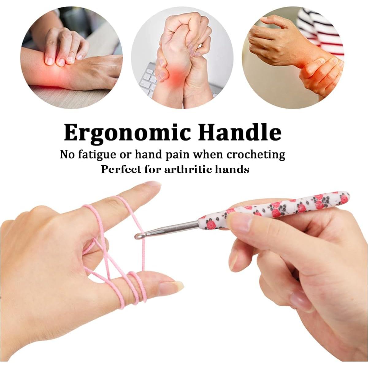 Juego de Ganchillos Ergonómicos Weabetfu 14 Tamaños 2.25mm a 10mm