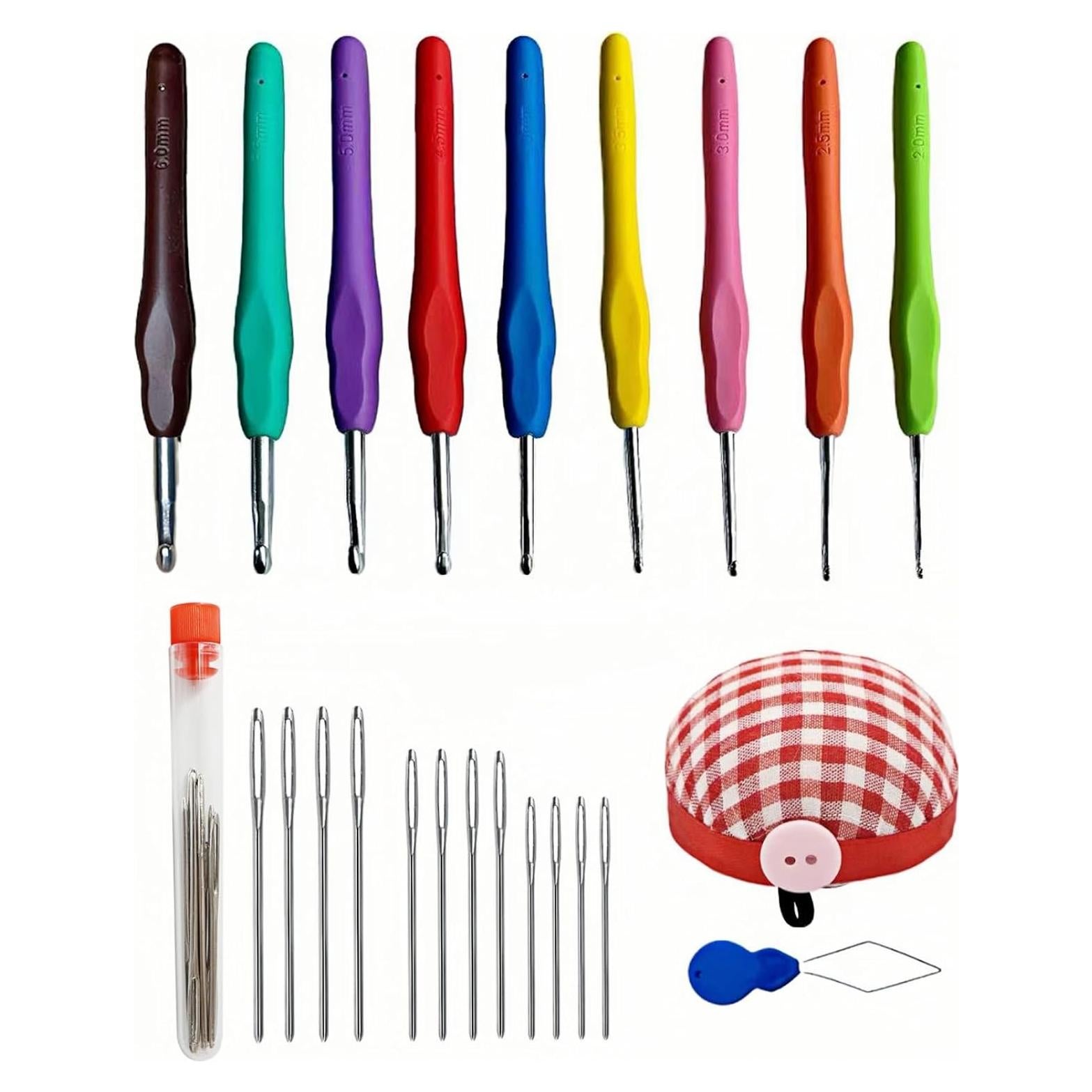 Juego de Ganchillos Ergonómicos 23 Piezas Genérico 2-6mm