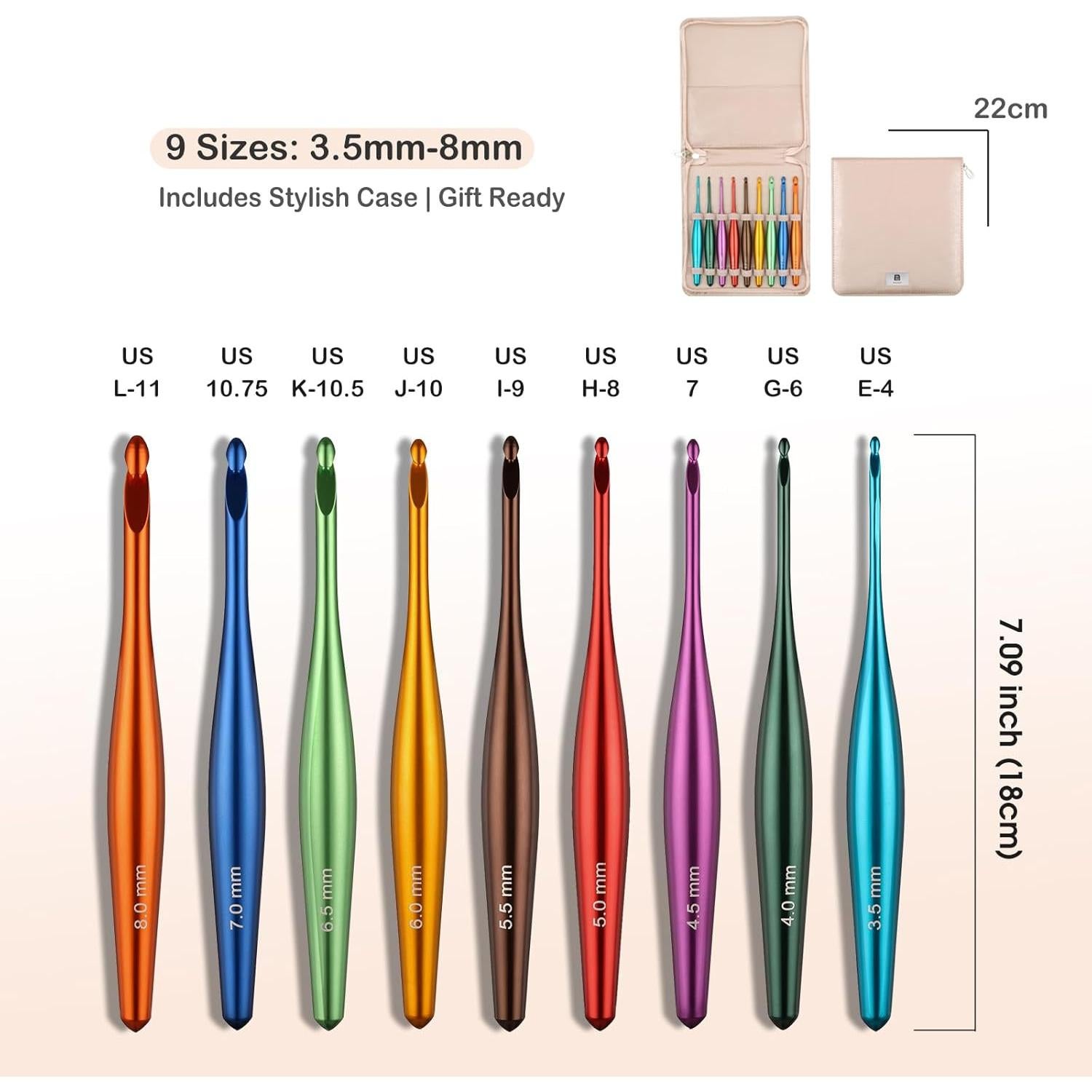 Juego de Ganchillos Ergonómicos GUCLUD 3.5mm-8mm Aluminio