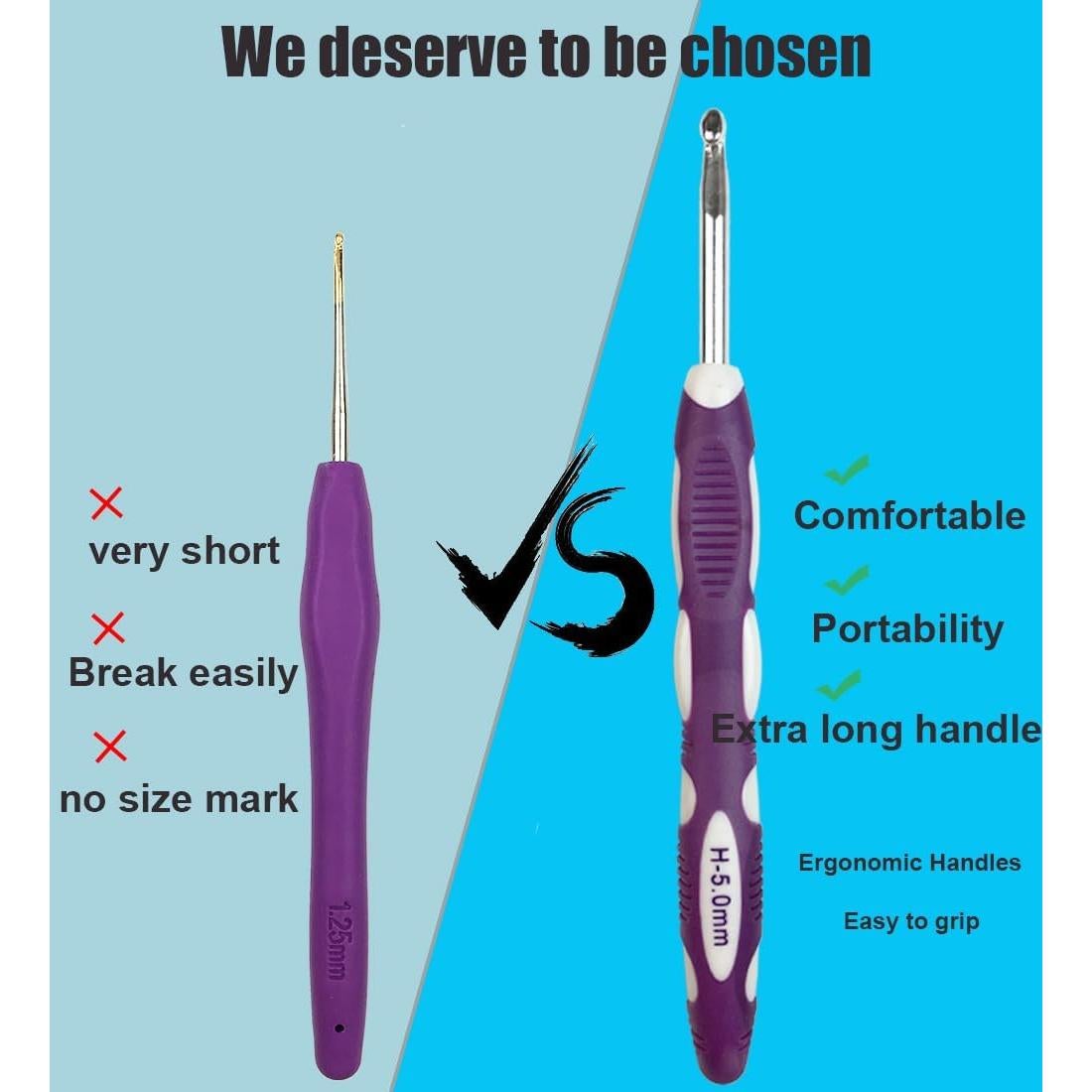 Juego de Ganchillos Ergonómicos Weabetfu 2mm a 10mm con Estuche