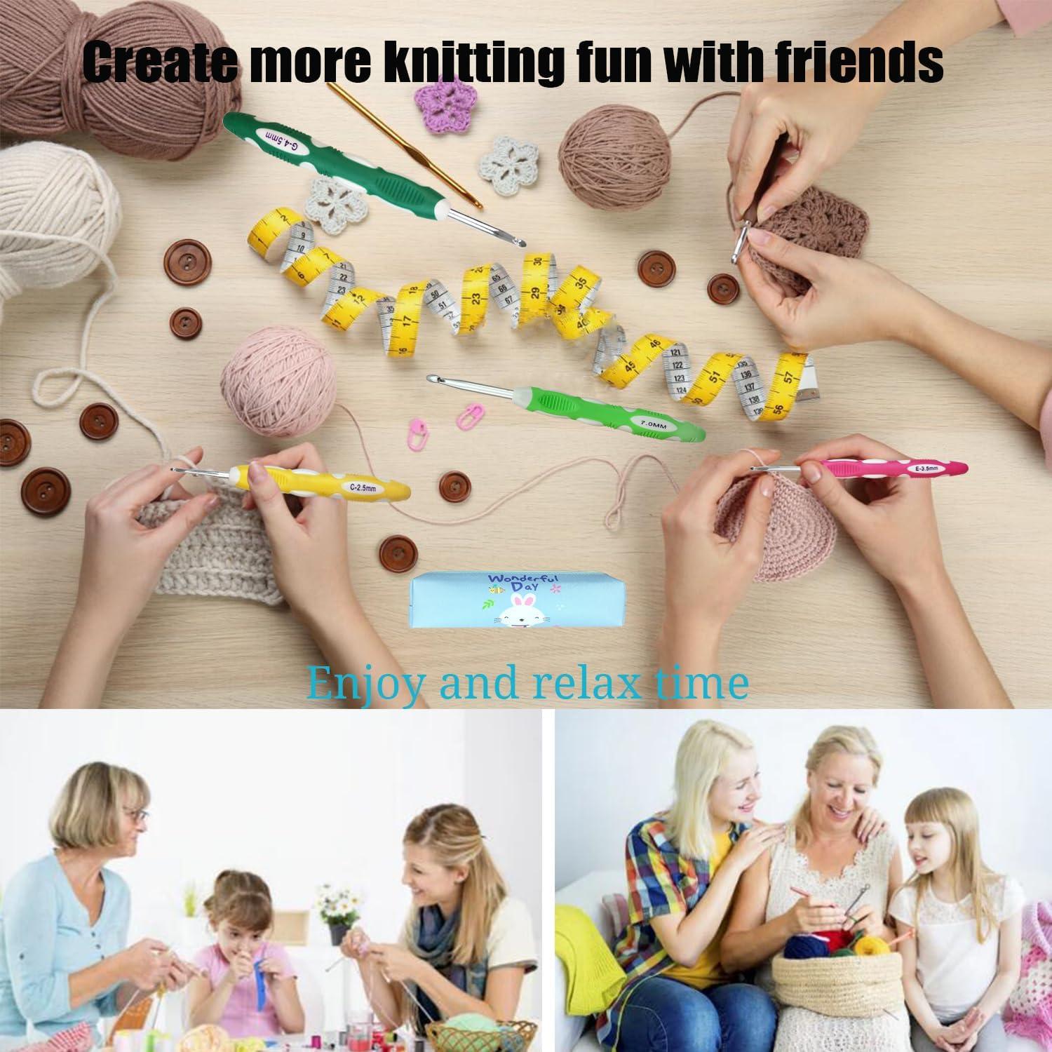 Juego de Ganchillos Ergonómicos Weabetfu 2mm a 10mm con Estuche