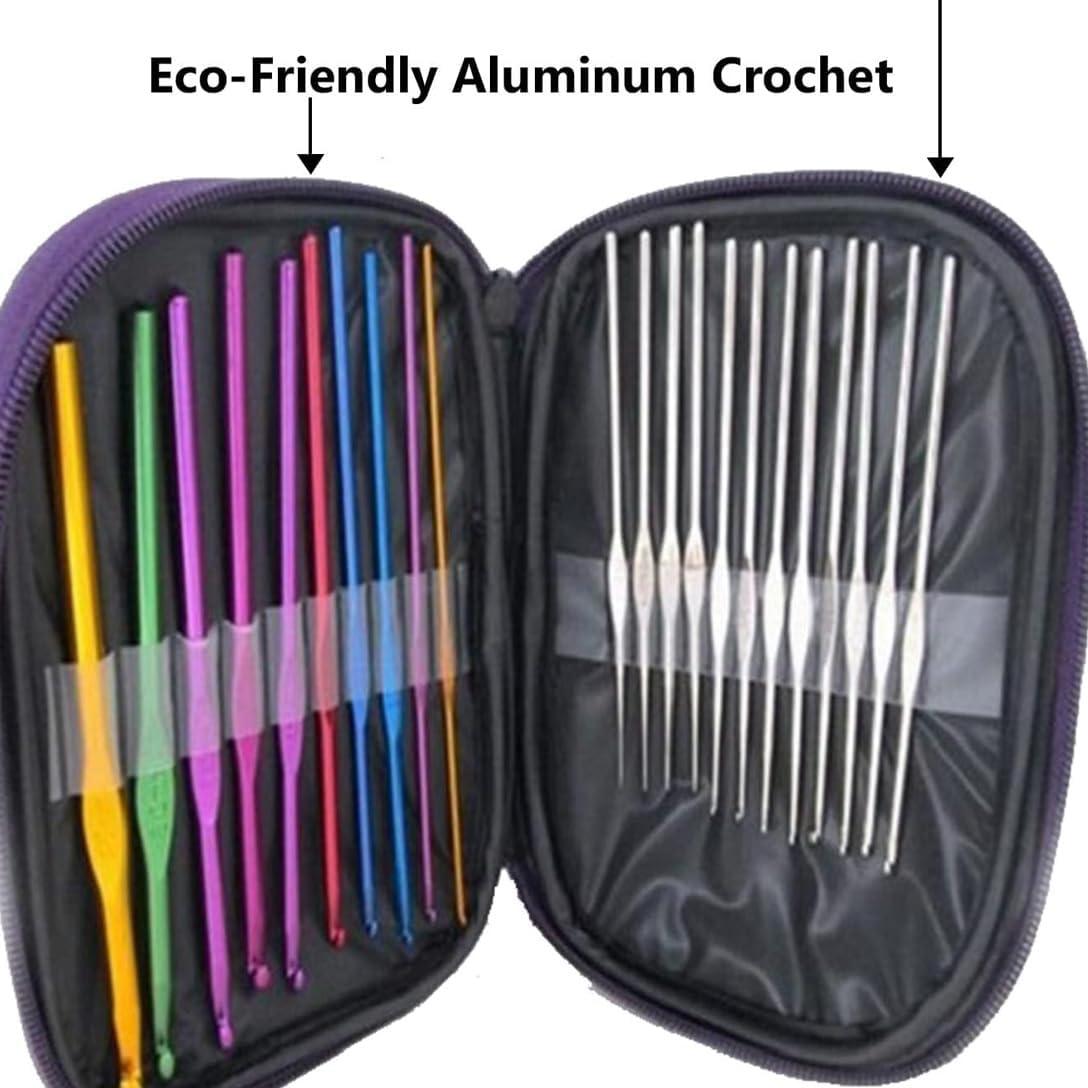 Juego de 22 Ganchos de Crochet Ergonómicos HYTNFPU Morado