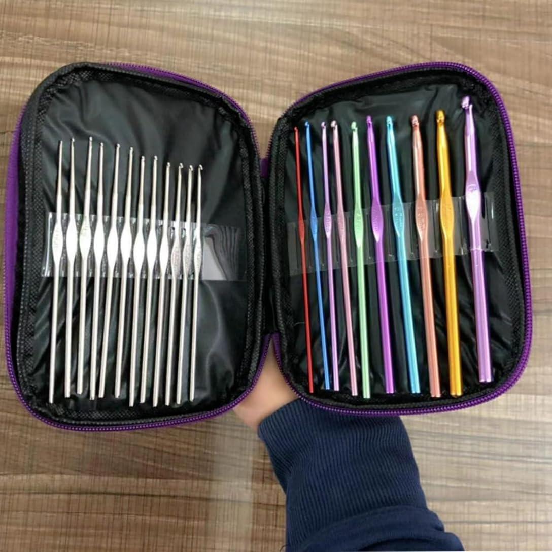 Juego de 22 Ganchos de Crochet Ergonómicos HYTNFPU Morado