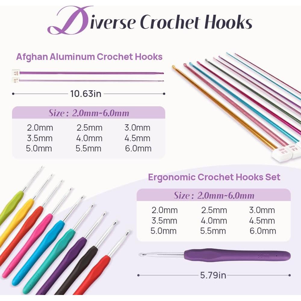 Kit de Crochet Lewhoo para Principiantes con 9 Ganchos y Hilo