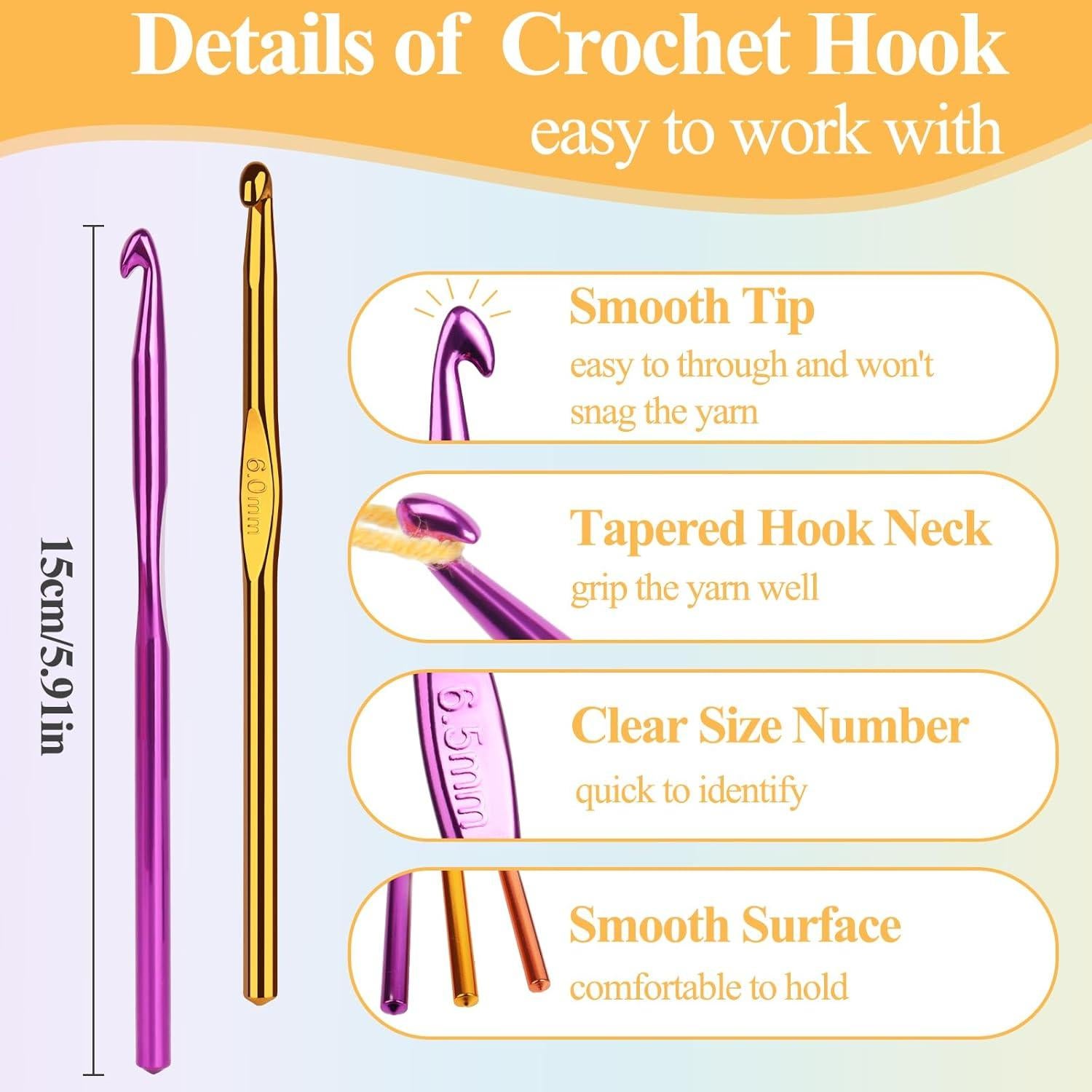 Conjunto de Ganchos de Crochet Aeelike 10pcs 4mm Aluminio