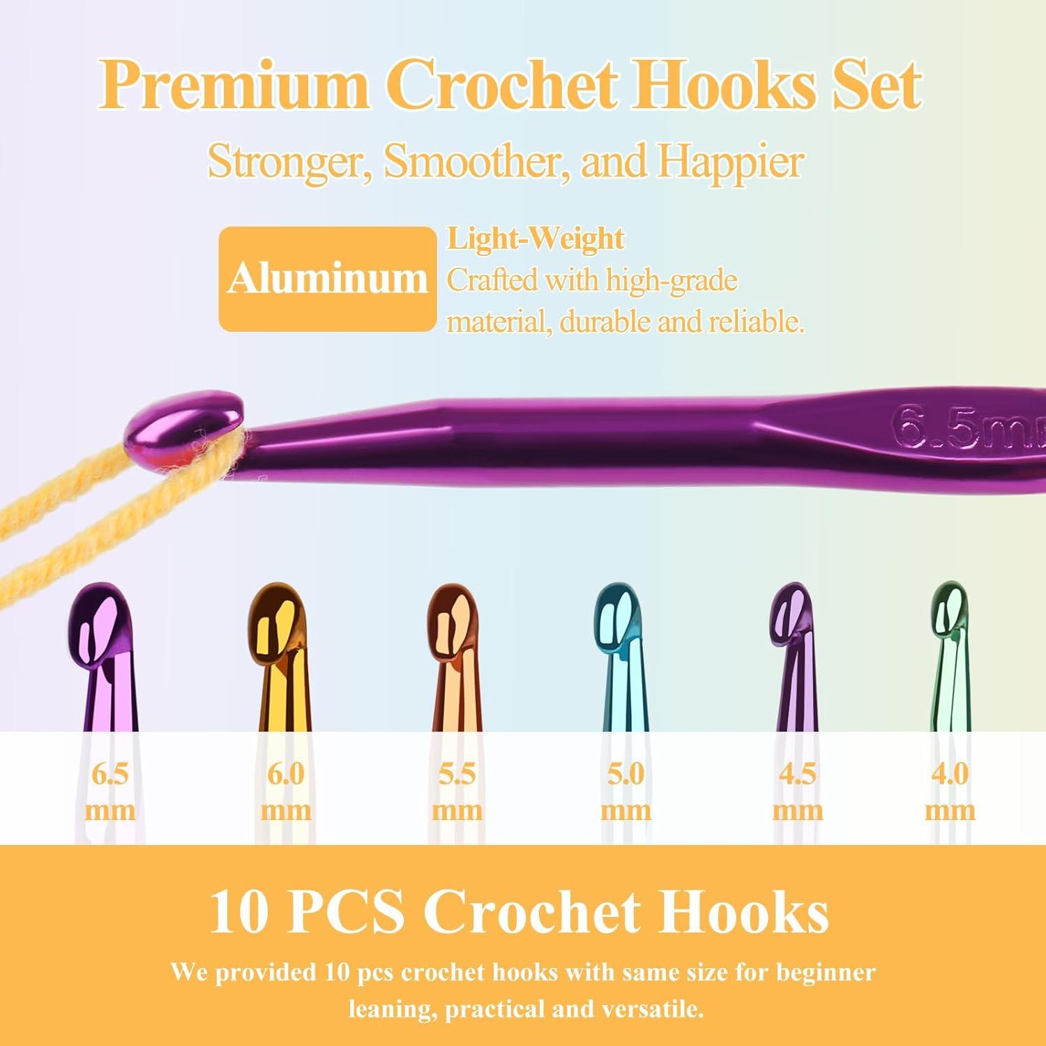 Conjunto de Ganchos de Crochet Aeelike 10pcs 4mm Aluminio