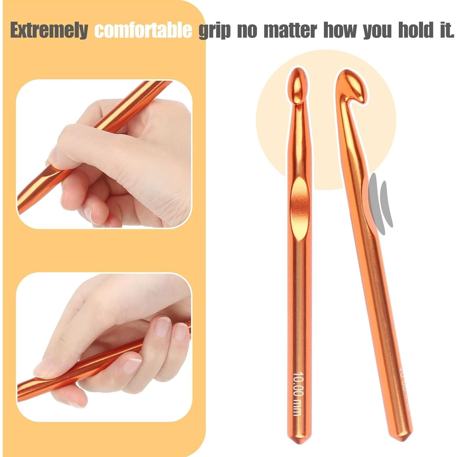 Juego de Ganchillos Grandes Katech - 3 Piezas 10mm, 12mm, 15mm Ergonómicos