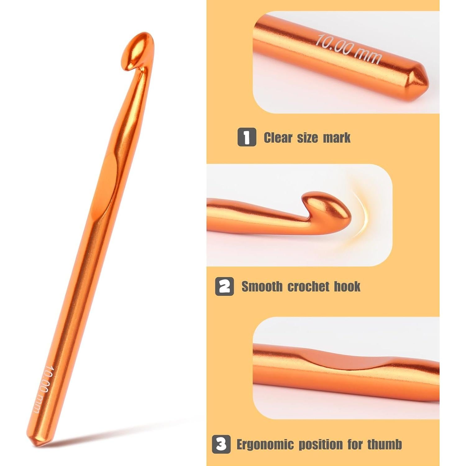 Juego de Ganchillos Grandes Katech - 3 Piezas 10mm, 12mm, 15mm Ergonómicos