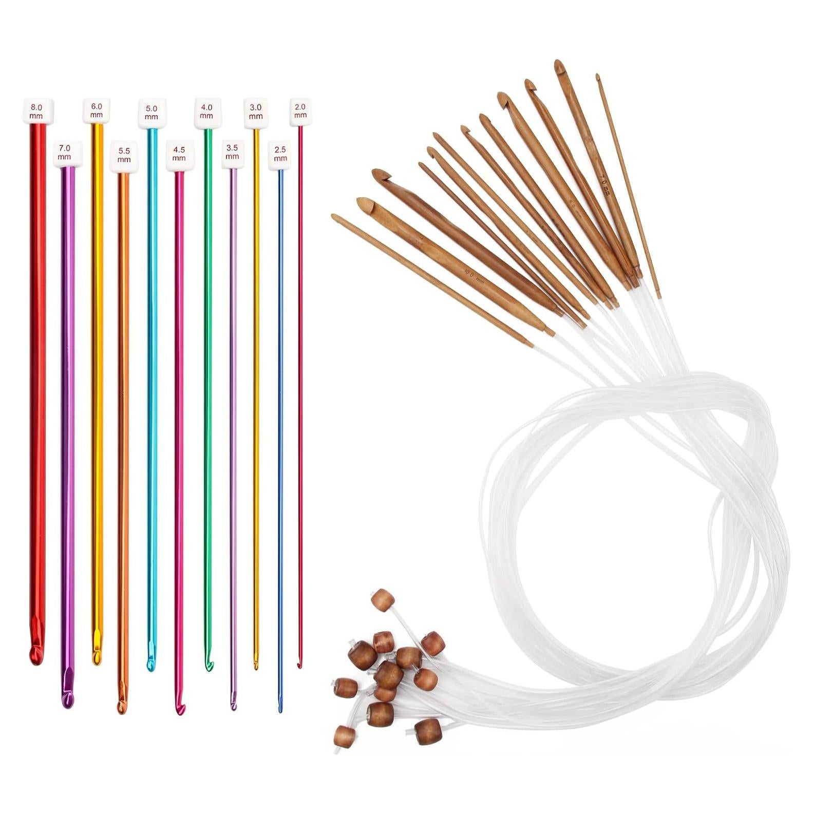 Juego de Agujas de Crochet Tunecino AHIER 23 Piezas 3-10mm