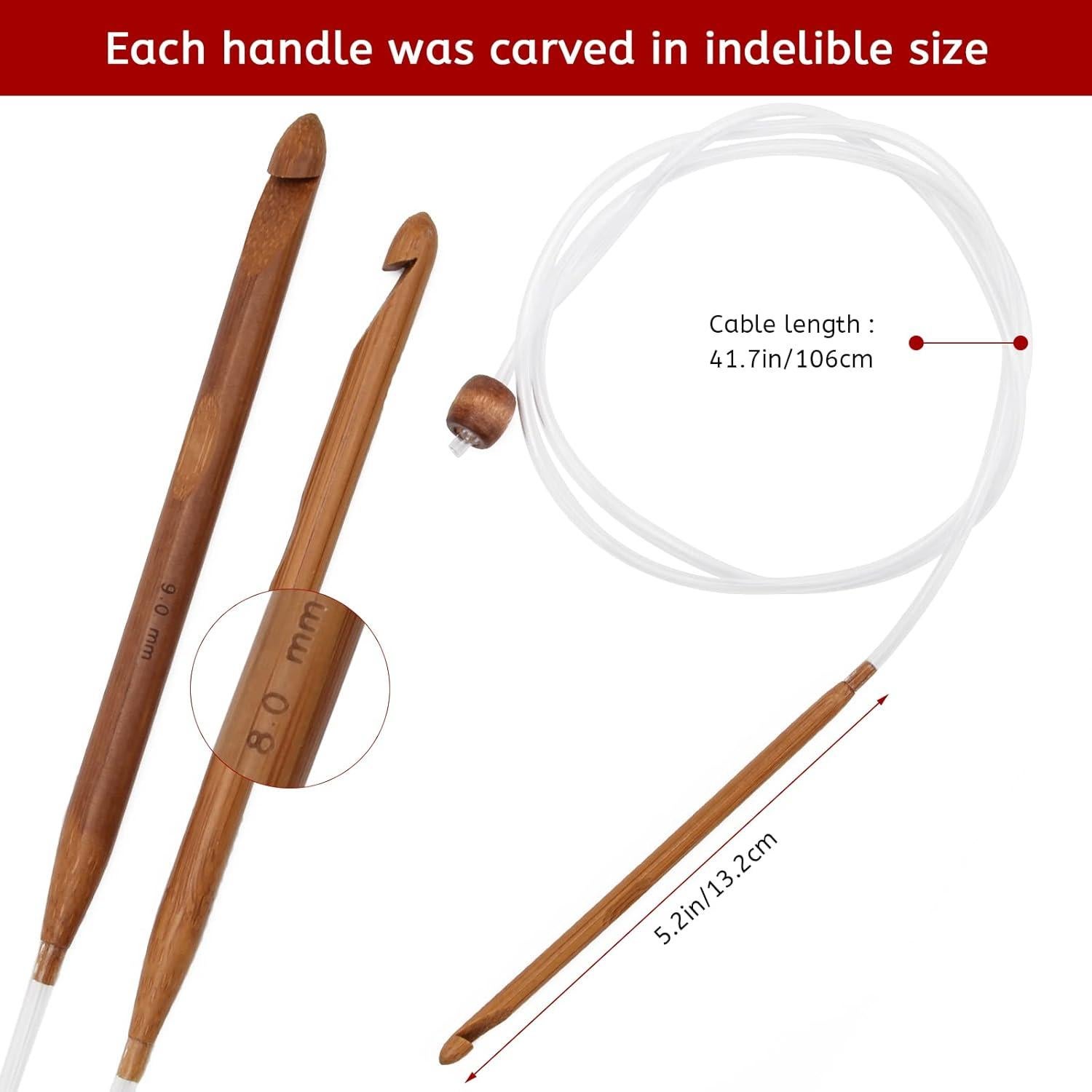 Juego de Agujas de Crochet Tunecino AHIER 23 Piezas 3-10mm