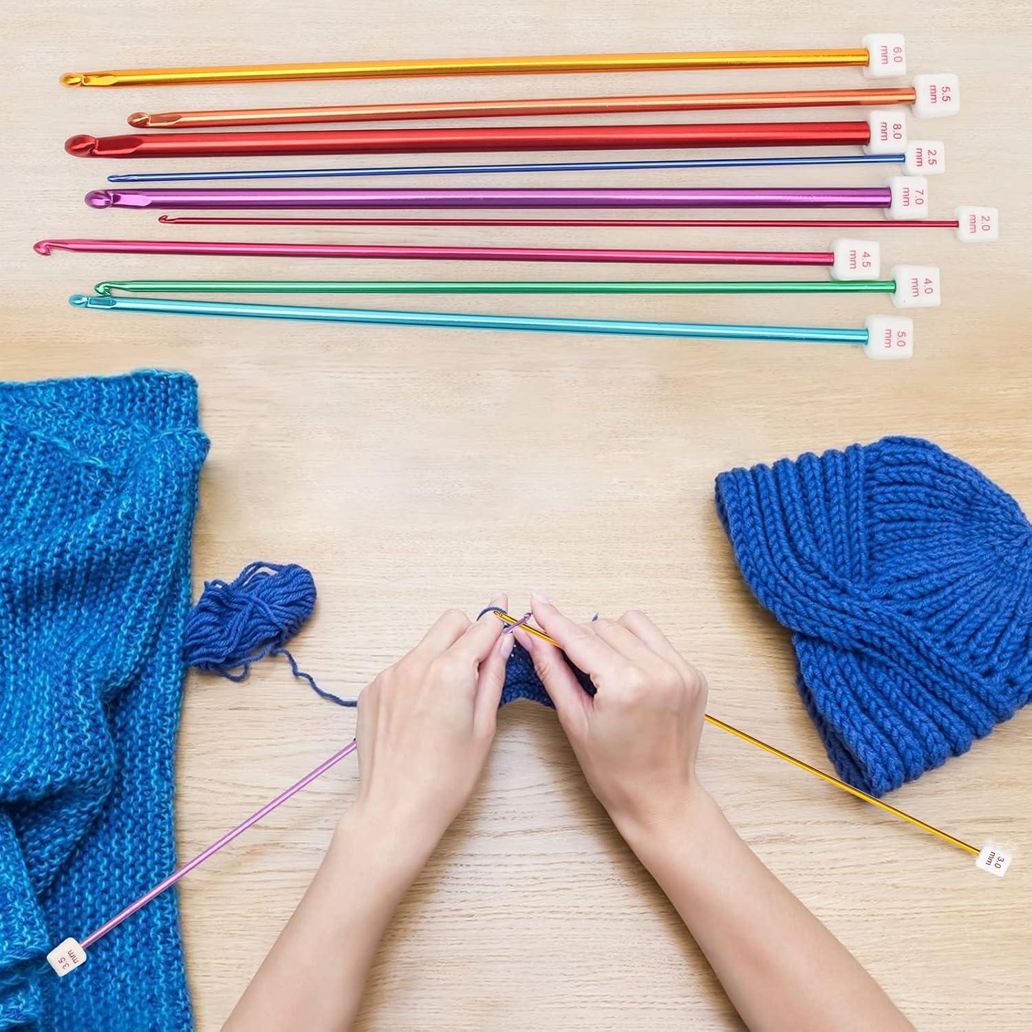 Juego de Agujas de Crochet Tunecino AHIER 23 Piezas 3-10mm