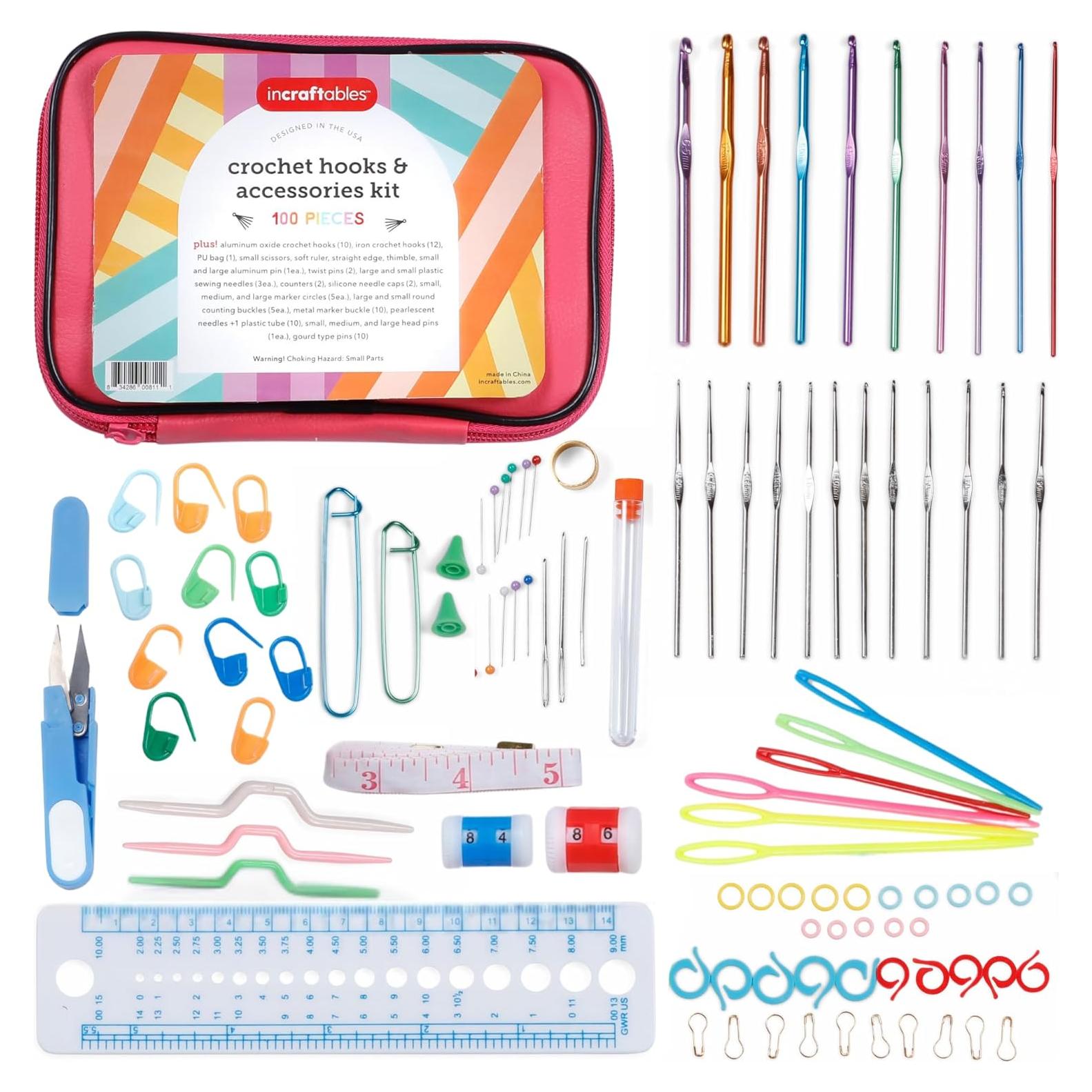 Juego de Ganchillos Incraftables 100pcs con Estuche Ergonómico