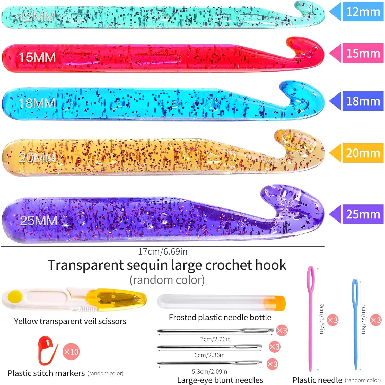 Set de Ganchos de Crochet Grandes QMNNMA 12mm-25mm Multicolor