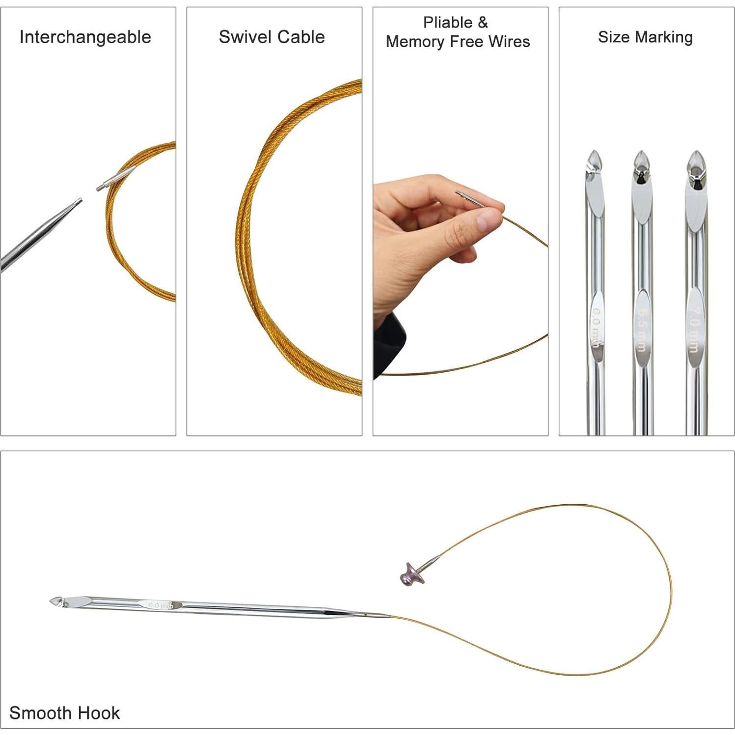 Juego de Ganchillos Tunecinos Intercambiables PLZZREE 26 Piezas