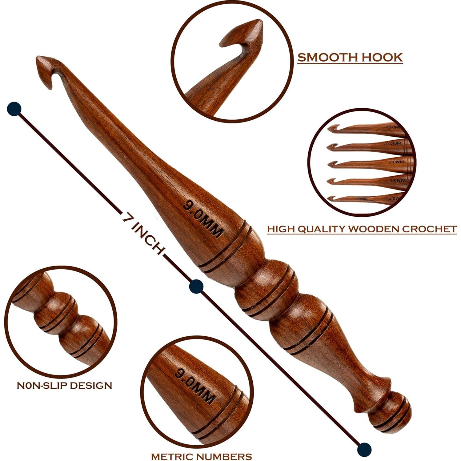 Juego de Ganchillos de Madera Bhartiya 12 Piezas Ergonómicos