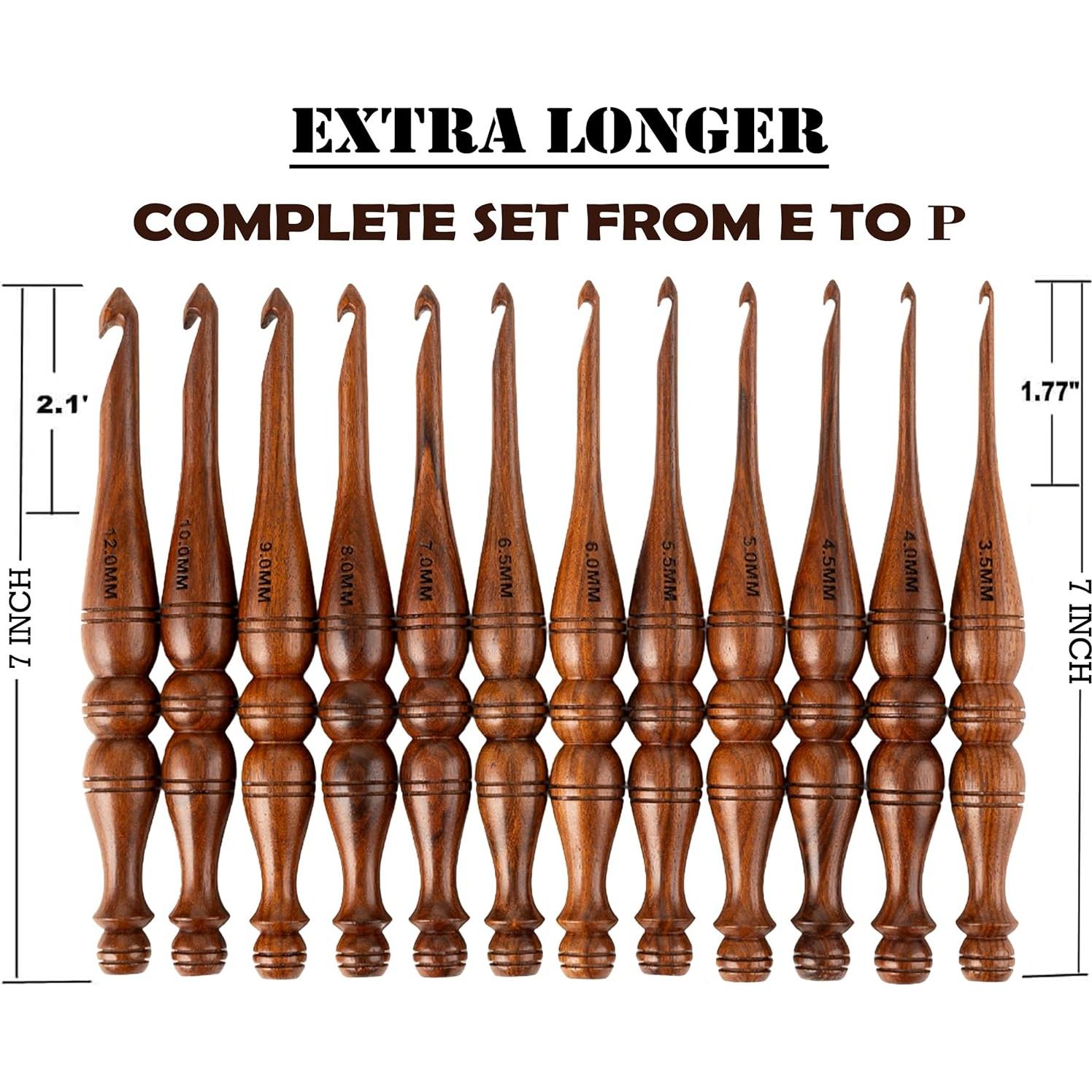 Juego de Ganchillos de Madera Bhartiya 12 Piezas Ergonómicos