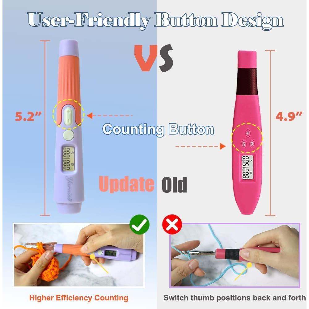 Ganchos de Crochet Digital Yarniss con Luz y Contador 2.0-14.0mm