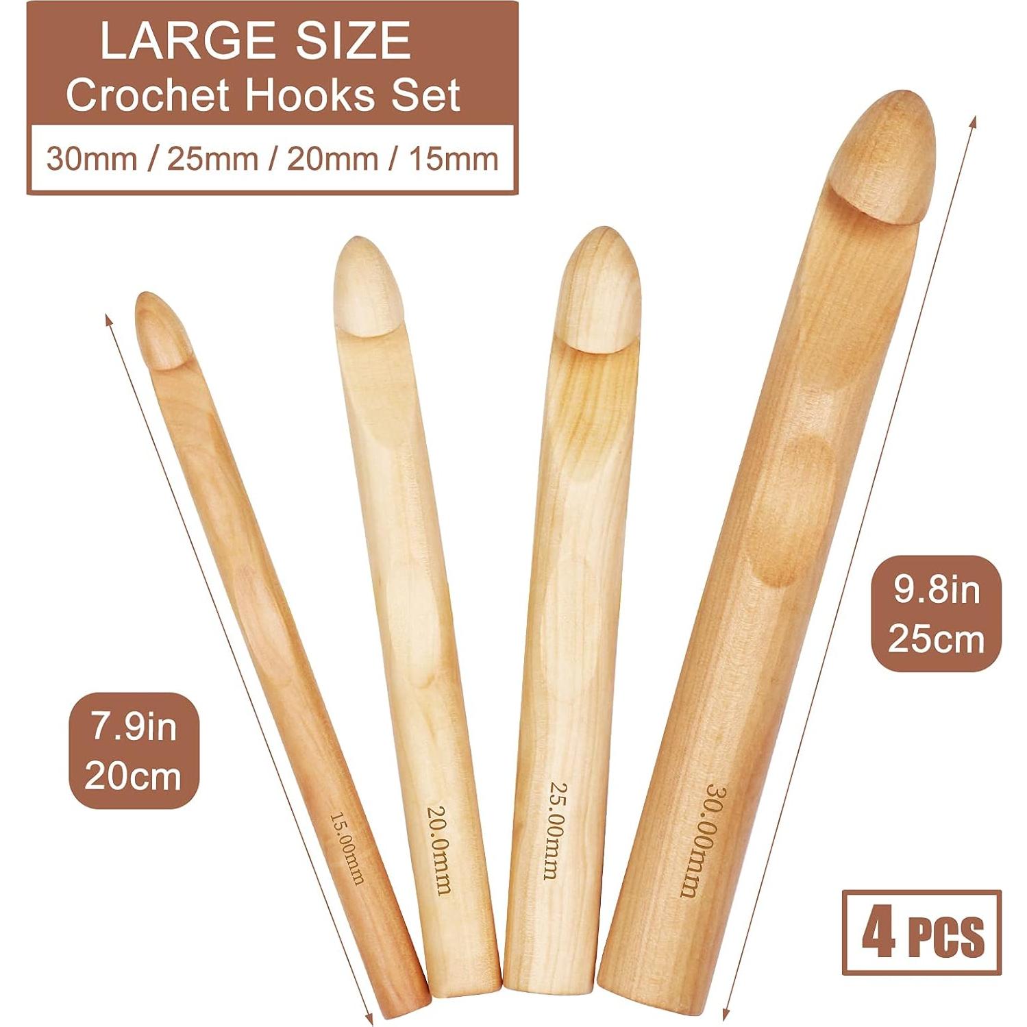 Juego de Ganchillos Jumbo Coopay 15-30mm de Bambú para Hilo Grueso