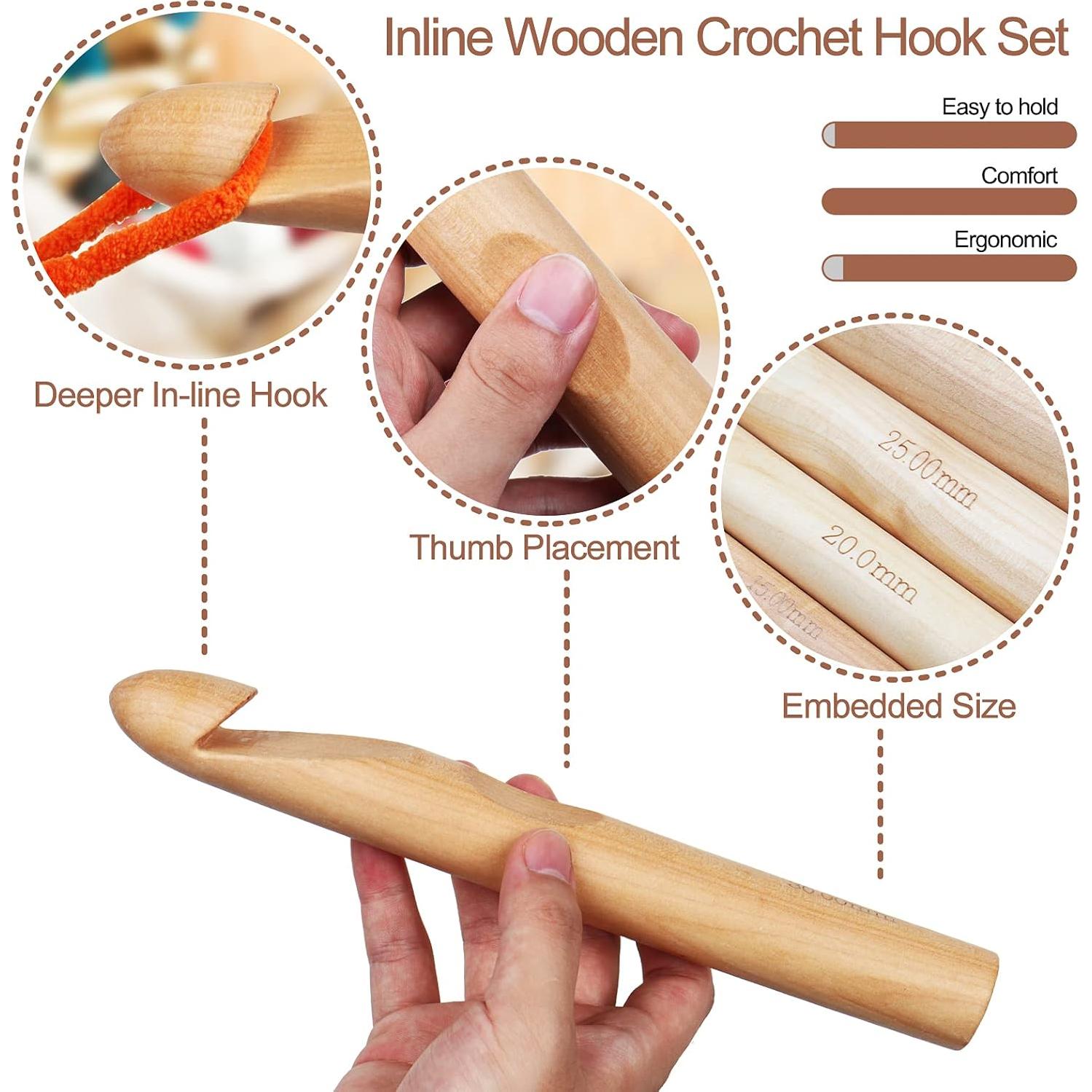 Juego de Ganchillos Jumbo Coopay 15-30mm de Bambú para Hilo Grueso