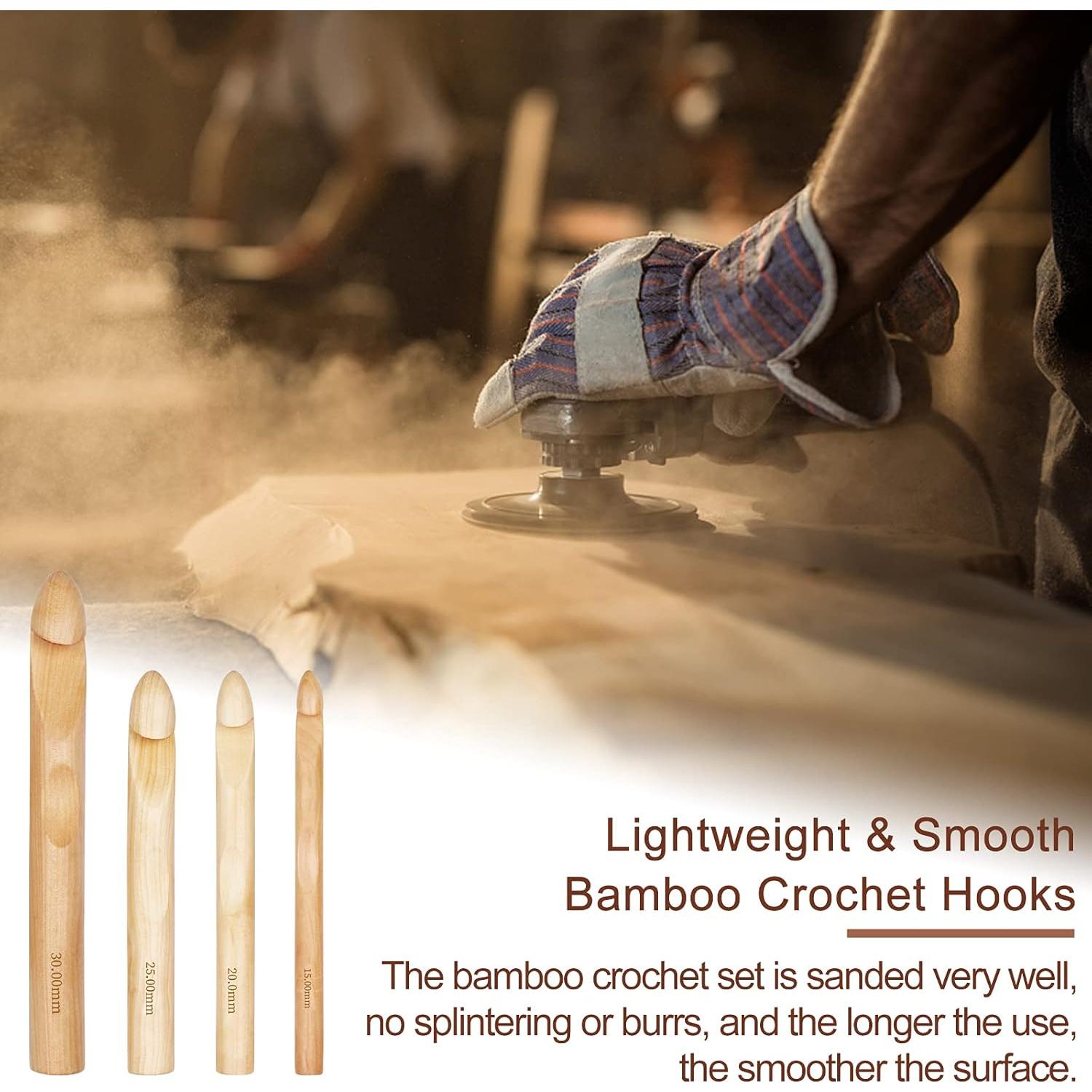 Juego de Ganchillos Jumbo Coopay 15-30mm de Bambú para Hilo Grueso
