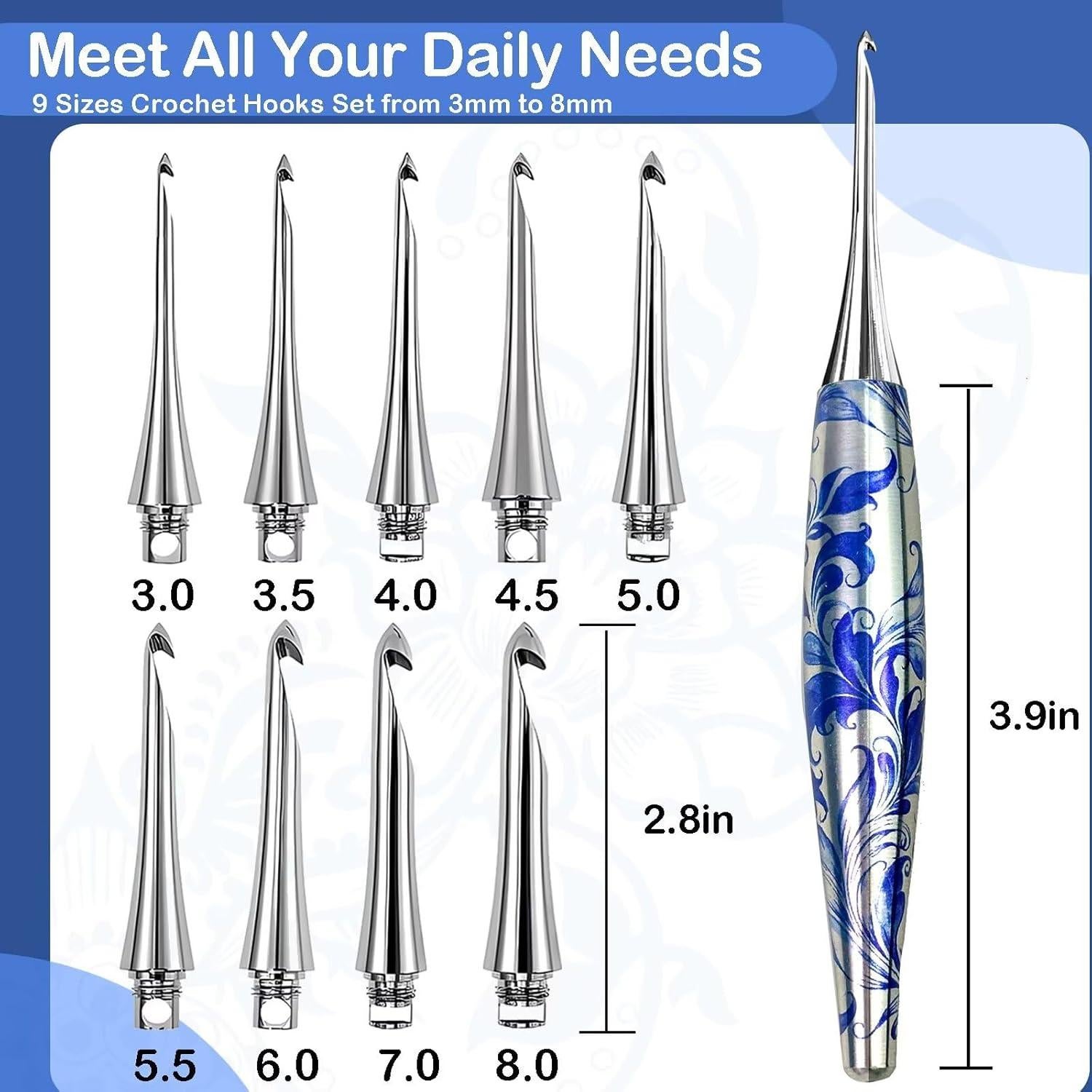Juego de Ganchillos Intercambiables YihuaTop 34 Piezas 3-8mm