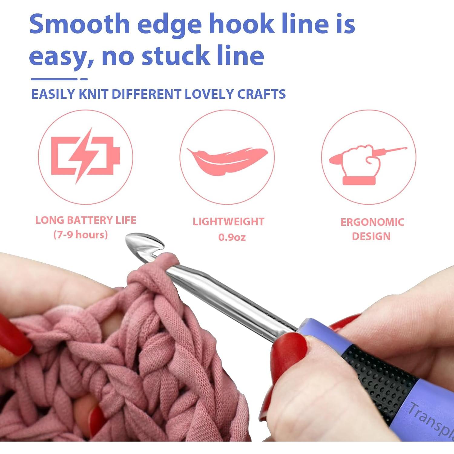 Aguja de Crochet Iluminada Transplantar 22 Tamaños Ergonomica