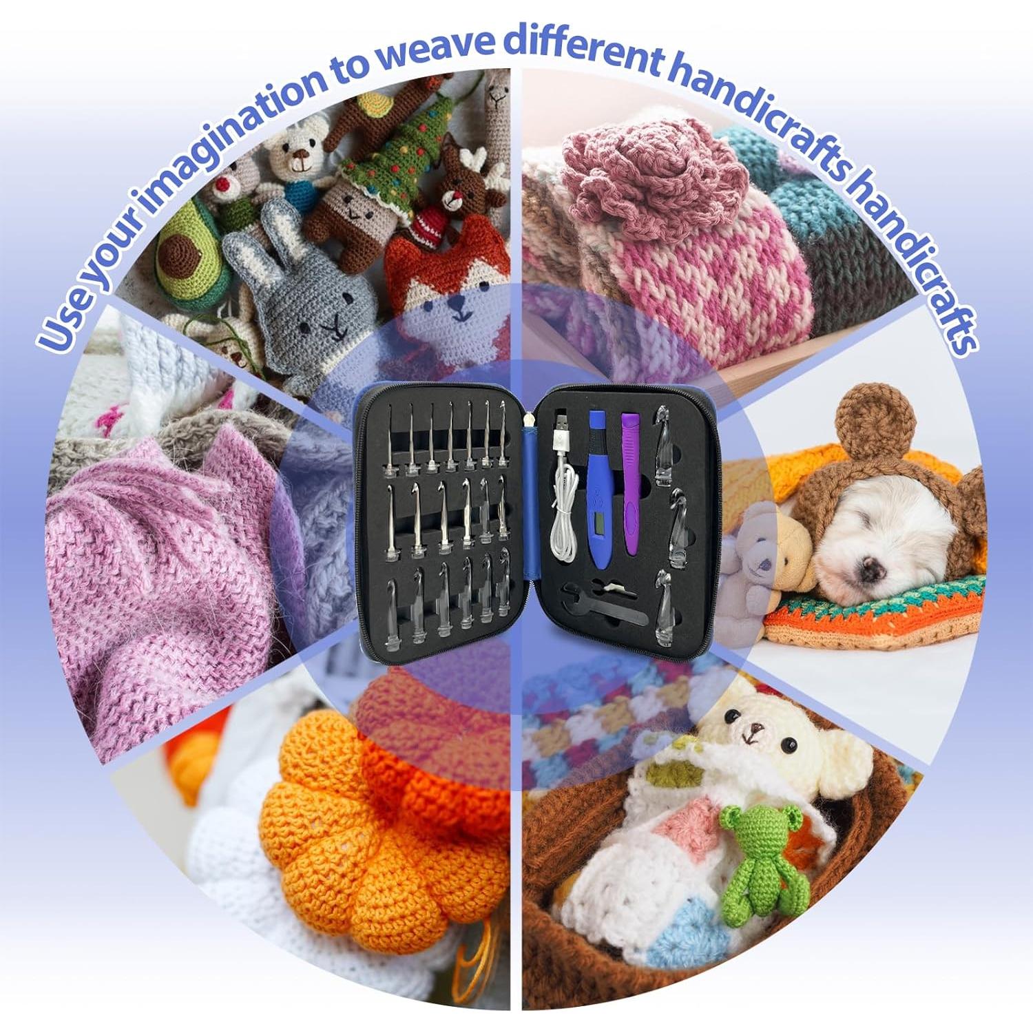 Aguja de Crochet Iluminada Transplantar 22 Tamaños Ergonomica