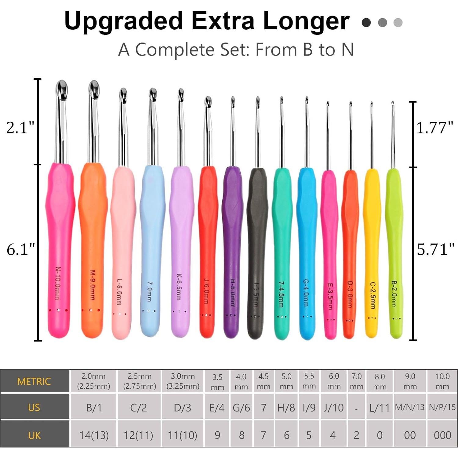 Set de Ganchillos Ergonómicos NaoShiro 14 Tamaños 2mm-10mm