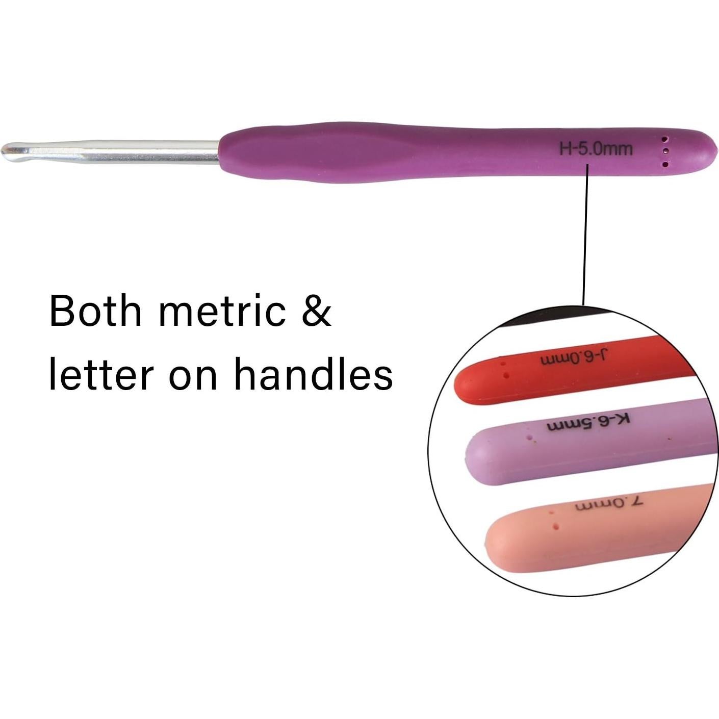 Set de Ganchillos Ergonómicos Teamoy, 12 Piezas para Crochet