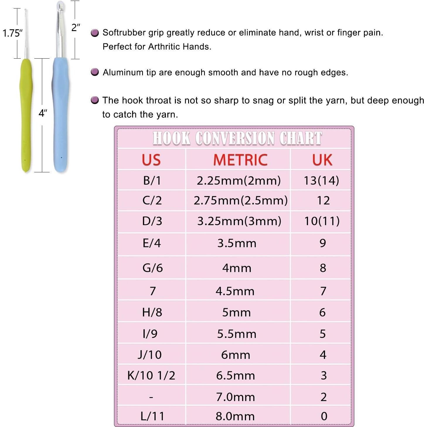 Set de Ganchillos Ergonómicos Teamoy, 12 Piezas para Crochet