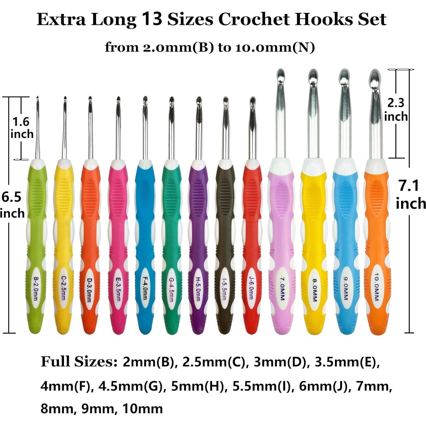 Juego de Ganchillos Ergonómicos Hobekoee 13 Tamaños 2mm-10mm