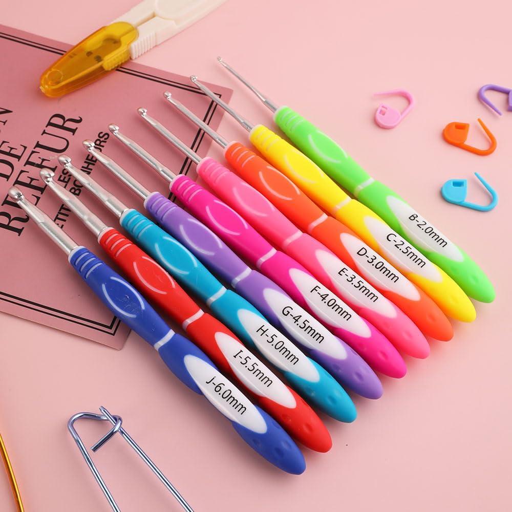 Set de Ganchillos Ergonómicos Dasonwin 60 Piezas con Estuche Rosa