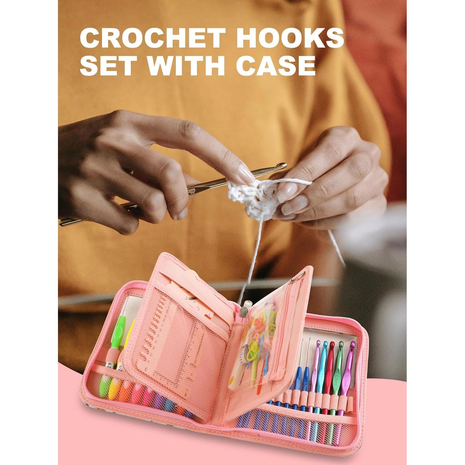 Set de Ganchillos Ergonómicos Dasonwin 60 Piezas con Estuche Rosa