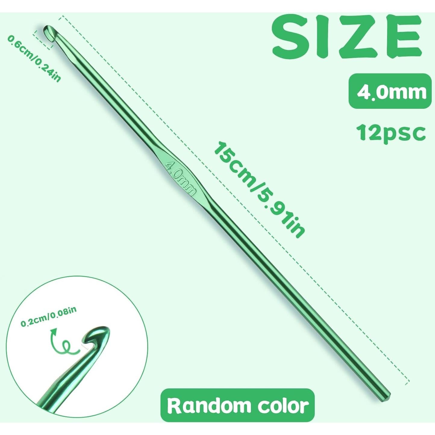 Juego de 12 Ganchos de Crochet UzecPk 4mm Aluminio Ergonómico