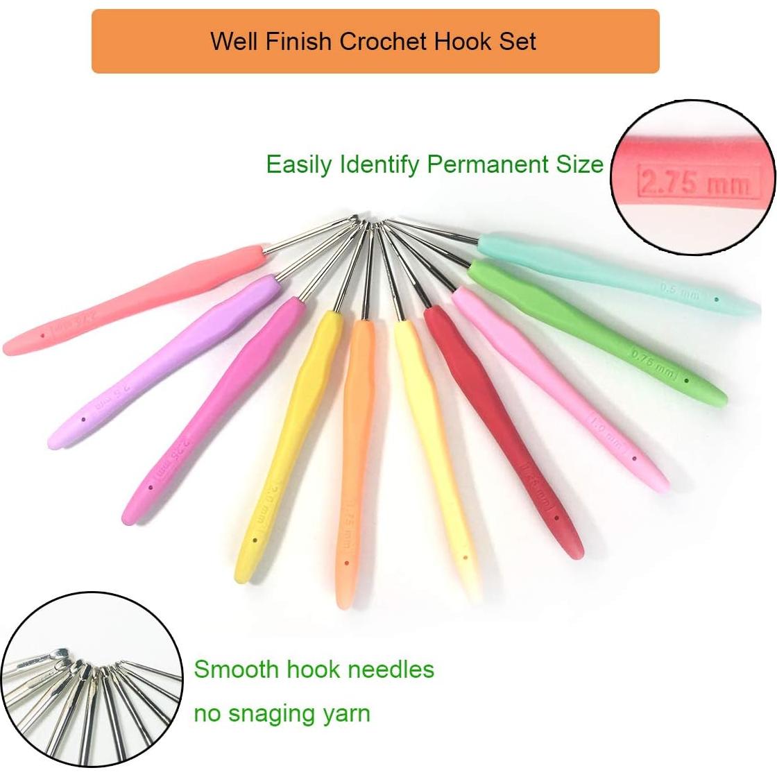 Juego de 10 Ganchillos Pequeños Weabetfu con Mango Ergonómico