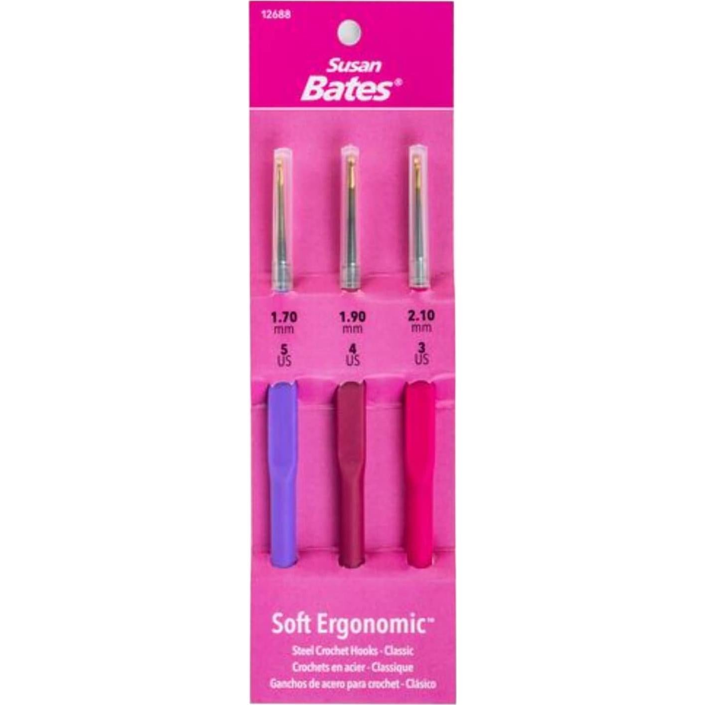 Juego de Ganchillos Susan Bates 3 Piezas Acero 1.7mm 1.9mm 2.1mm