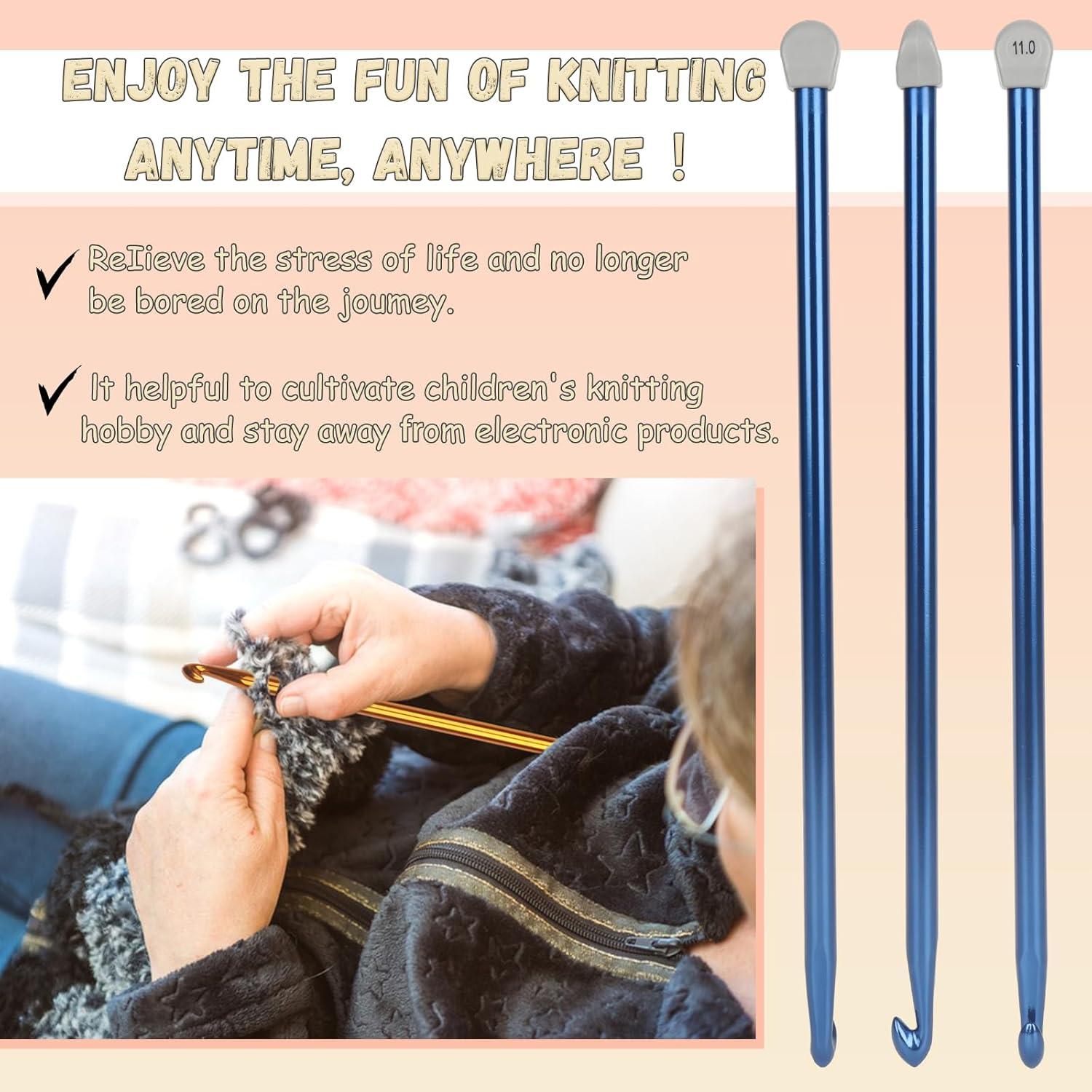 Juego de Ganchillos Tunecinos Coopay 3PCS 9-11mm Aluminio 35cm