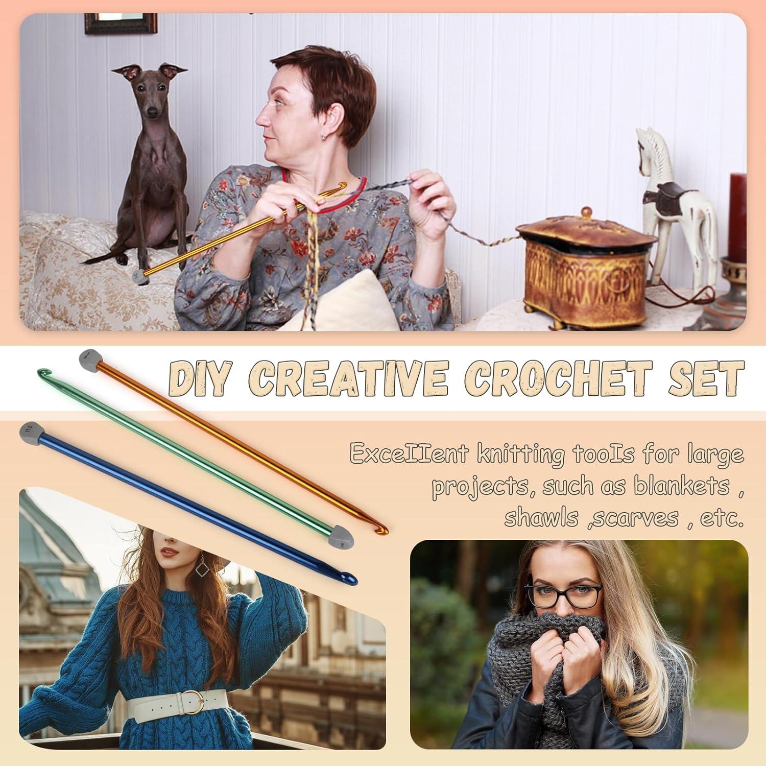 Juego de Ganchillos Tunecinos Coopay 3PCS 9-11mm Aluminio 35cm