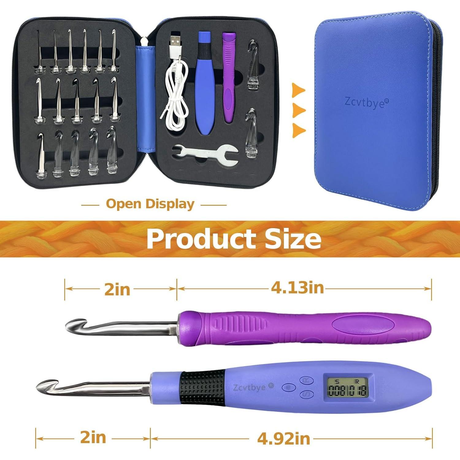 Juego de Ganchillos Iluminados HCBZVV 18 en 1 con Contador