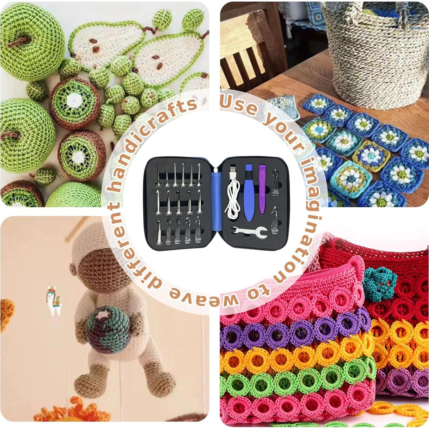 Juego de Ganchillos Iluminados HCBZVV 18 en 1 con Contador