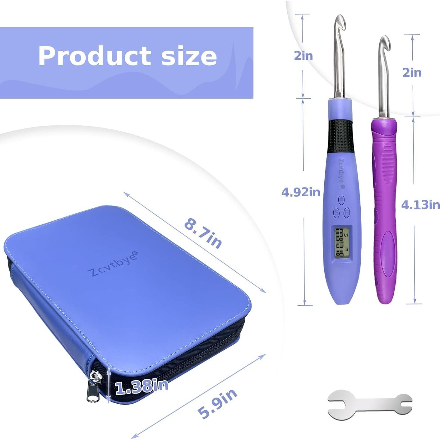 Juego de Ganchillos Iluminados HCBZVV 18 en 1 con Contador