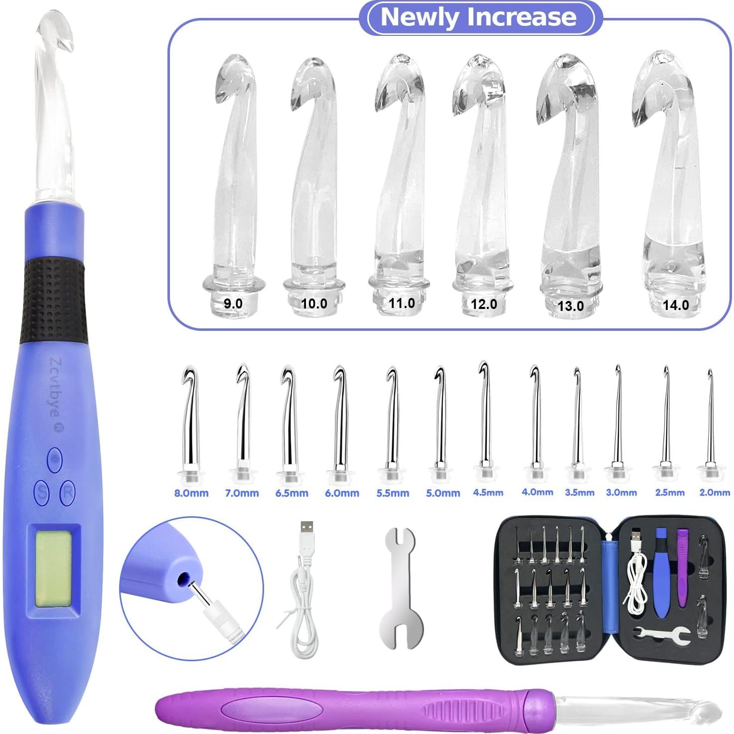 Juego de Ganchillos Iluminados HCBZVV 18 en 1 con Contador