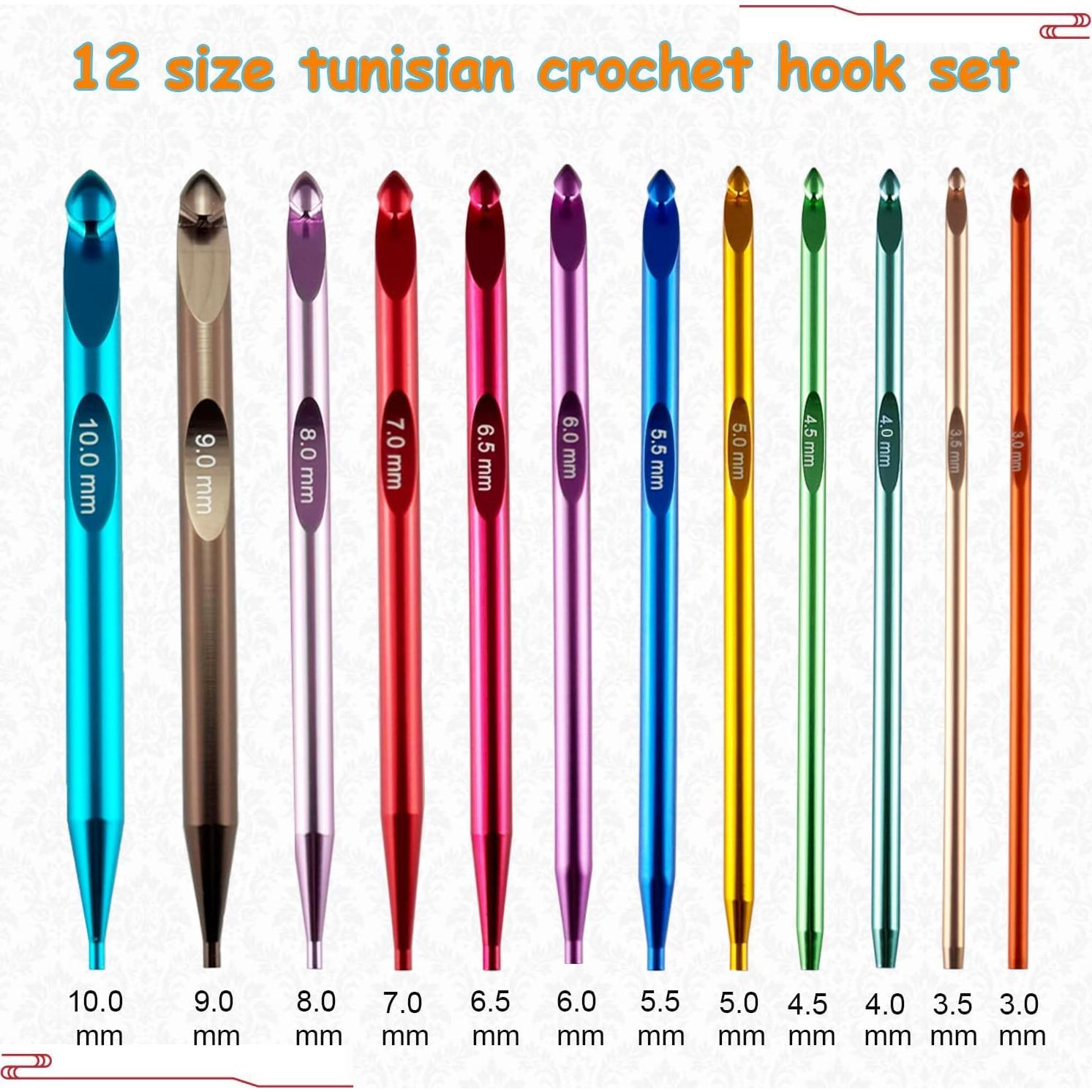 Juego de Ganchillos Tunecinos Mdoker 3mm-10mm con Cable