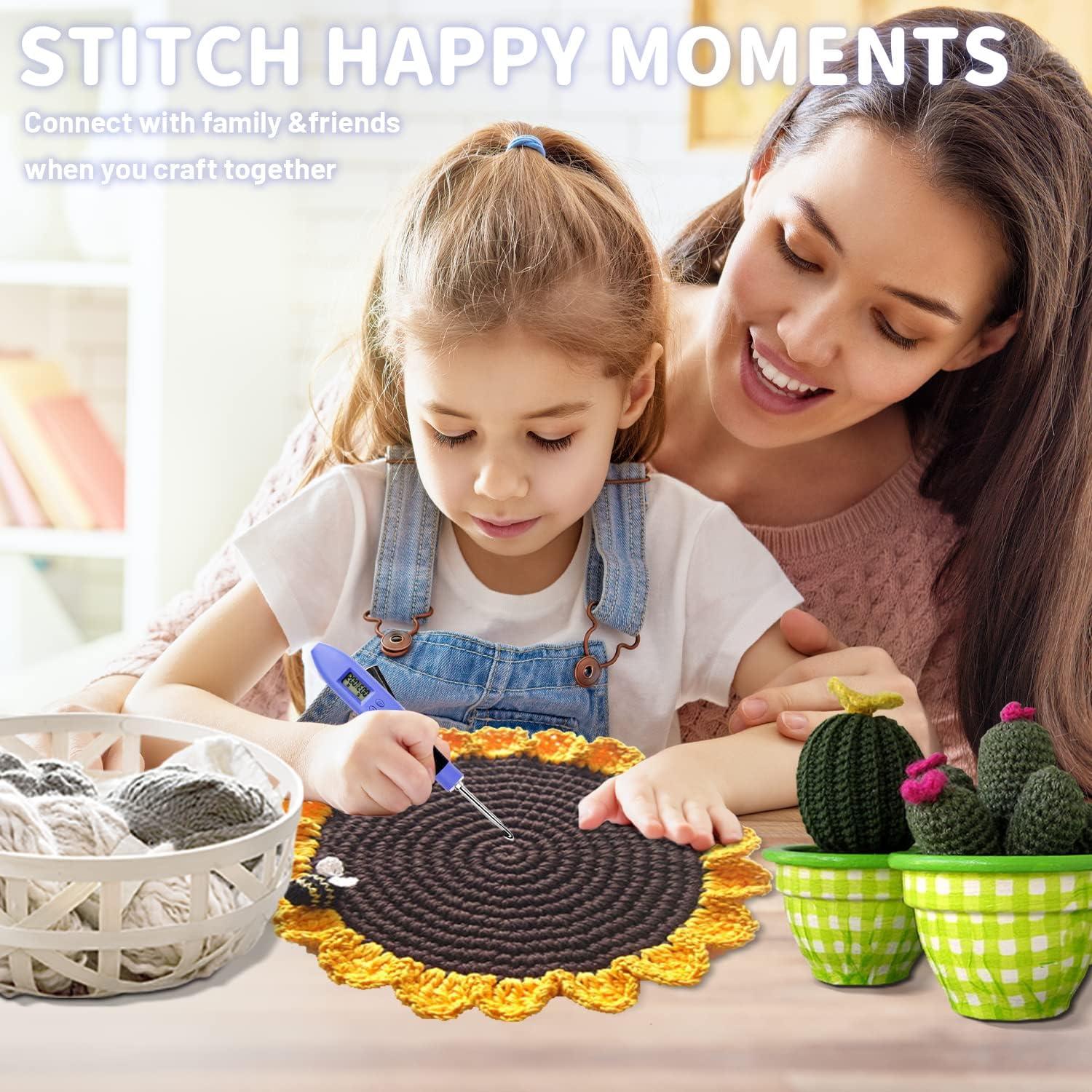 Conjunto de Ganchos de Crochet Zcvtbye con Luz LED y Contador