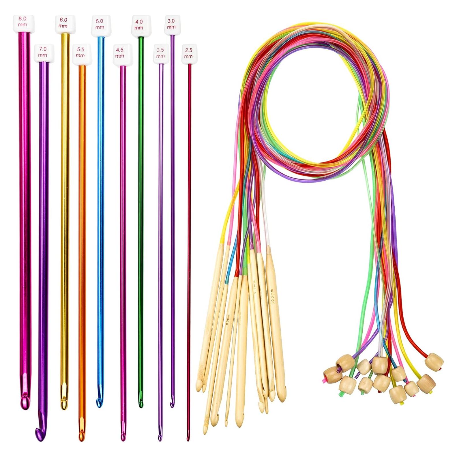 Kit de Ganchillos Tunecinos 23 Piezas Tiggell Bambú y Aluminio