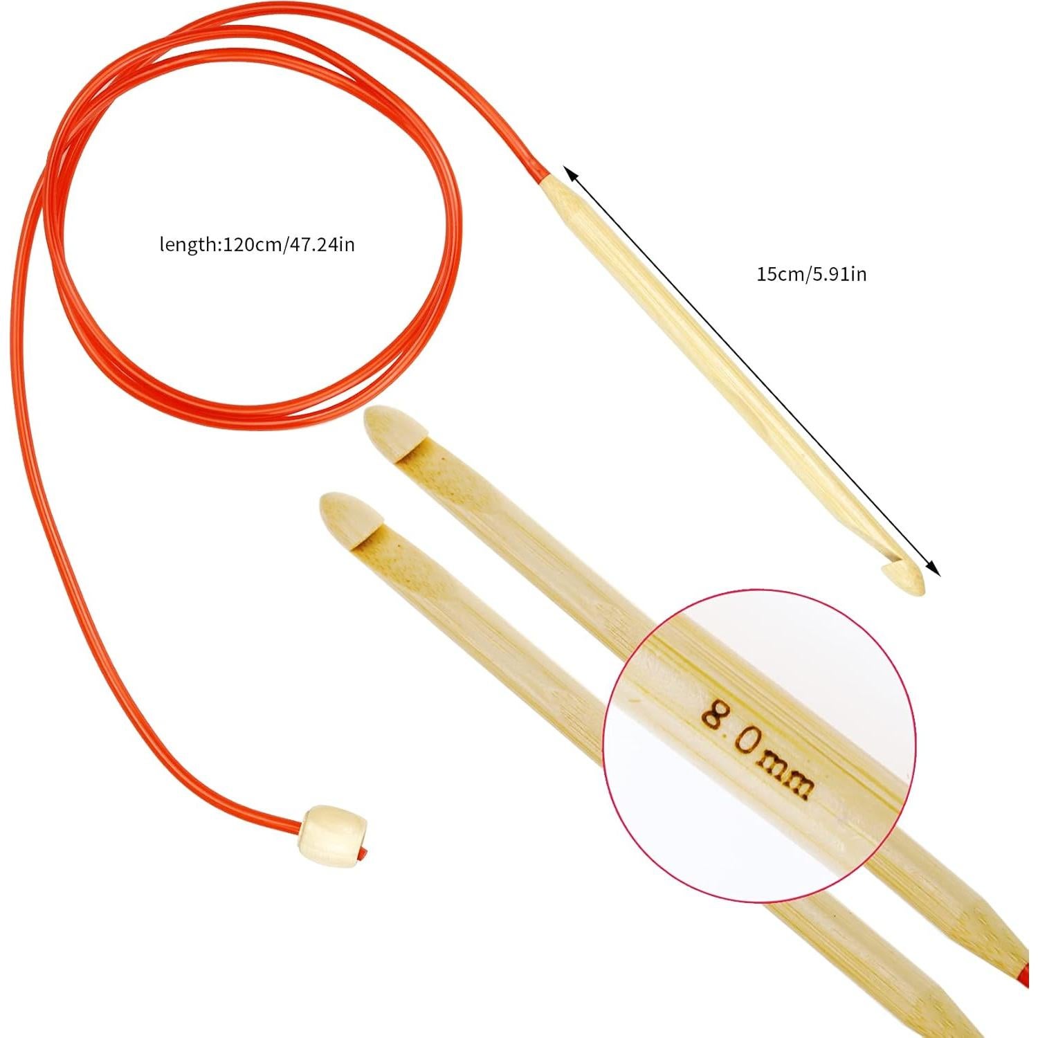 Kit de Ganchillos Tunecinos 23 Piezas Tiggell Bambú y Aluminio