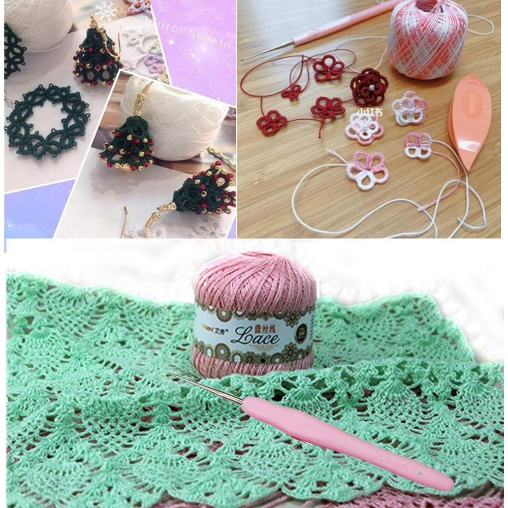 Kit Completo de Crochet Lewhoo - 15 Bolas Hilo Algodón y 10 Ganchos
