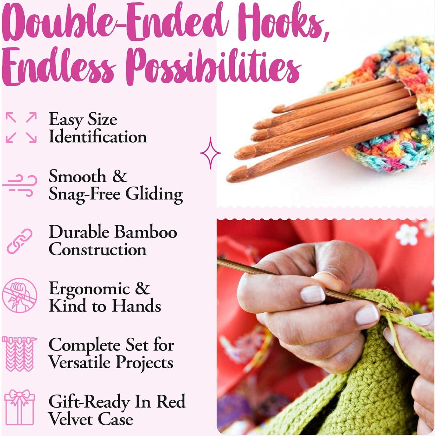 KnitPal Juego de Ganchillos Tunecinos Doble Punta 35cm - 5 Tamaños